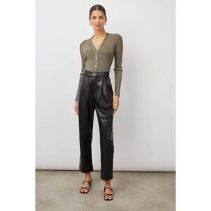 NWT RAILS JO TROUSERS BLACK Faux Leather Size 2 High Waist Pleated‎ Chic Sexy